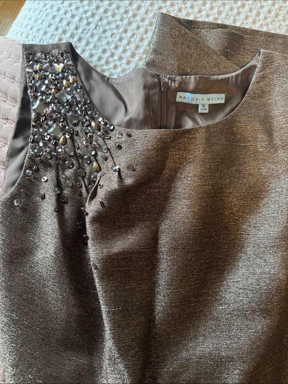 ANTONIO MELANI Brown Embellished Dress